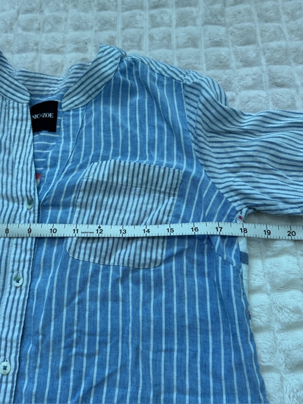 Nic + Zoe Small Long Sleeve Lightweight Button Down Tunic Top Striped Fringe - Picture 4 of 7